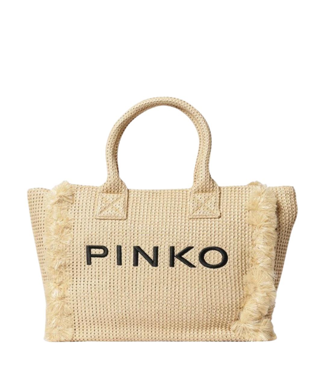 PINKO Бежевая тканевая сумка тоут, фото 1