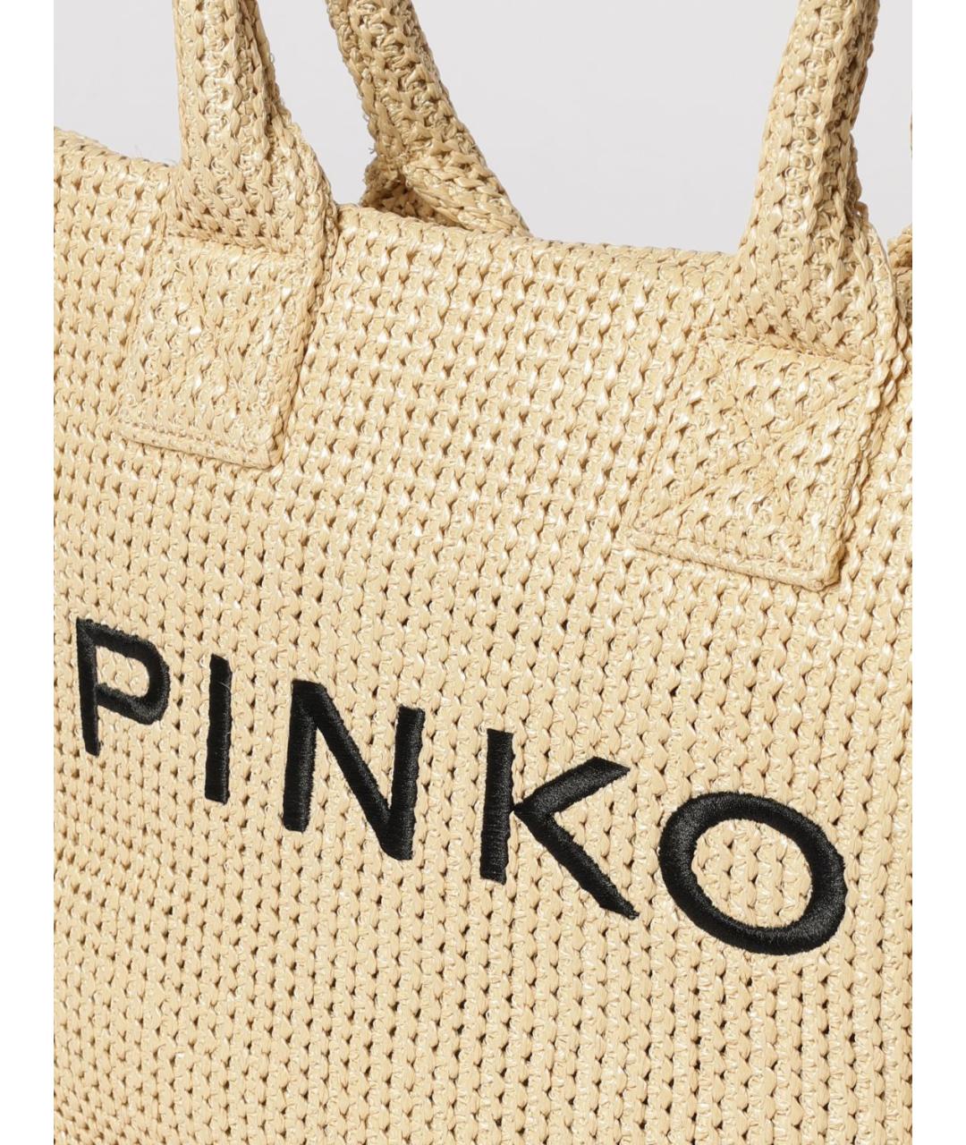 PINKO Бежевая тканевая сумка тоут, фото 3