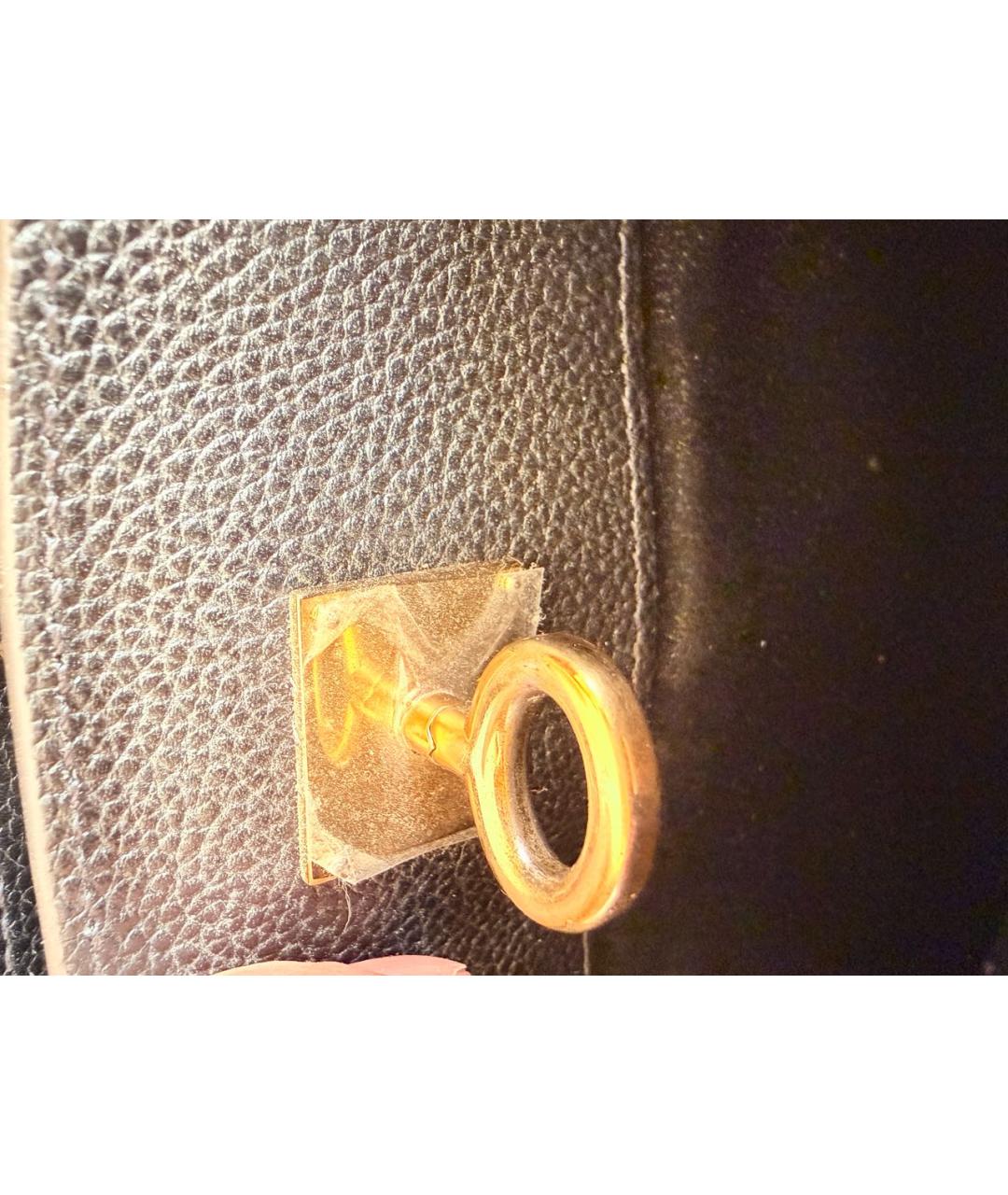 LOUIS VUITTON Черная кожаная сумка с короткими ручками, фото 6