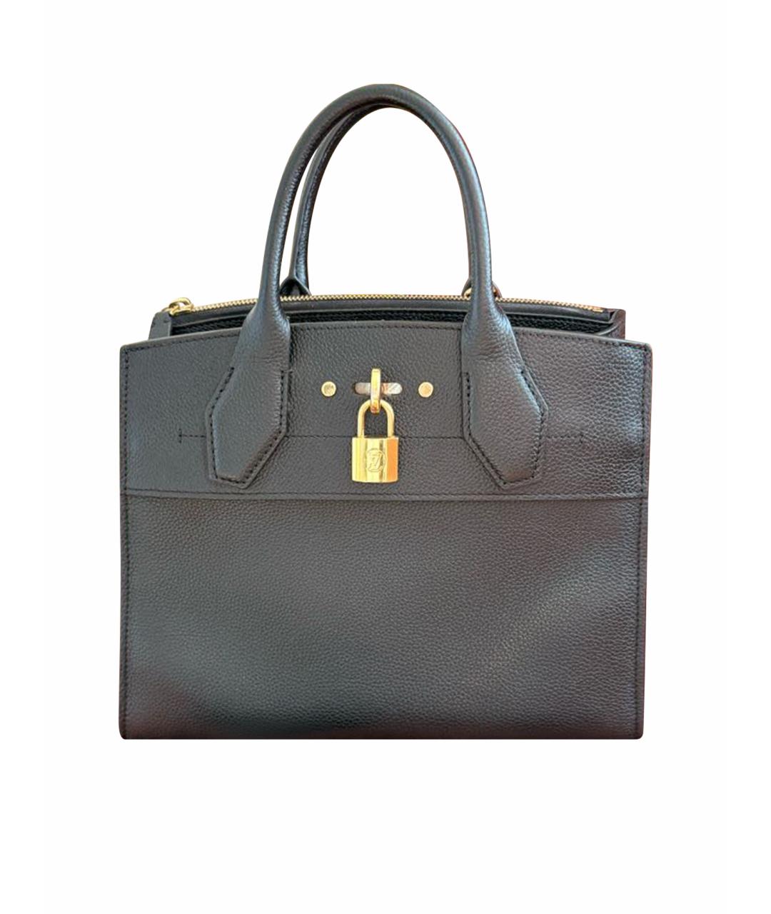 LOUIS VUITTON Черная кожаная сумка с короткими ручками, фото 1