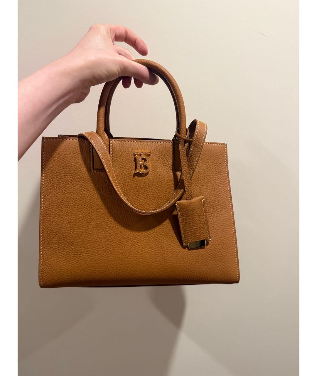 BURBERRY Коричневая кожаная сумка тоут, фото 5
