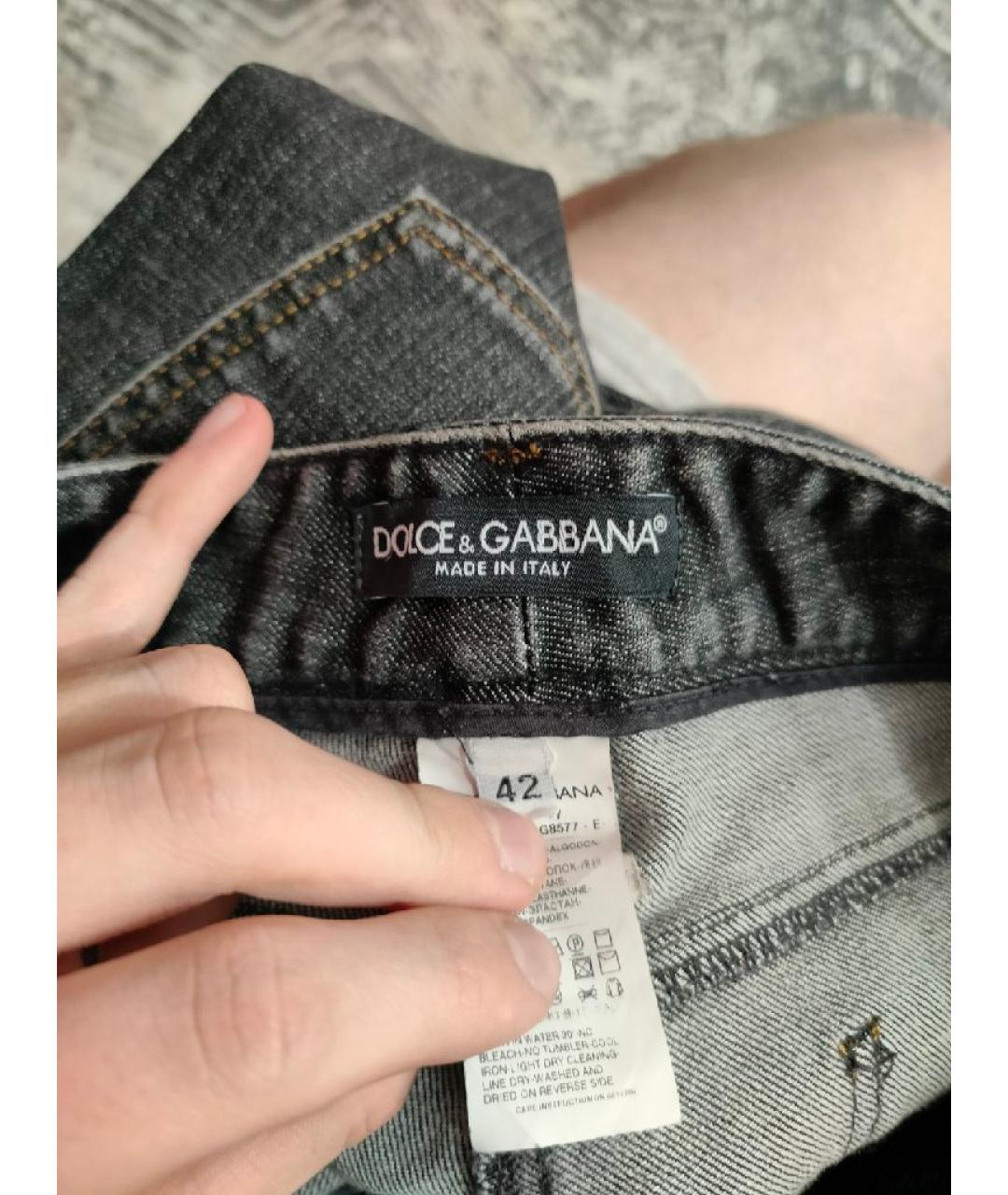 DOLCE&GABBANA Черные хлопковые прямые джинсы, фото 7