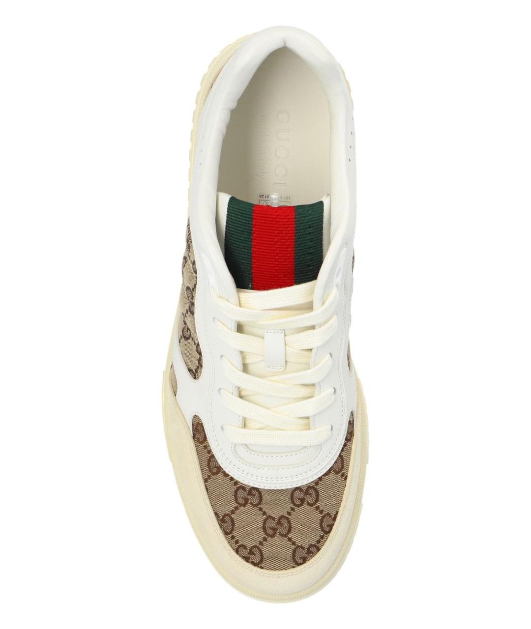 GUCCI Белые кожаные низкие кроссовки / кеды, фото 3