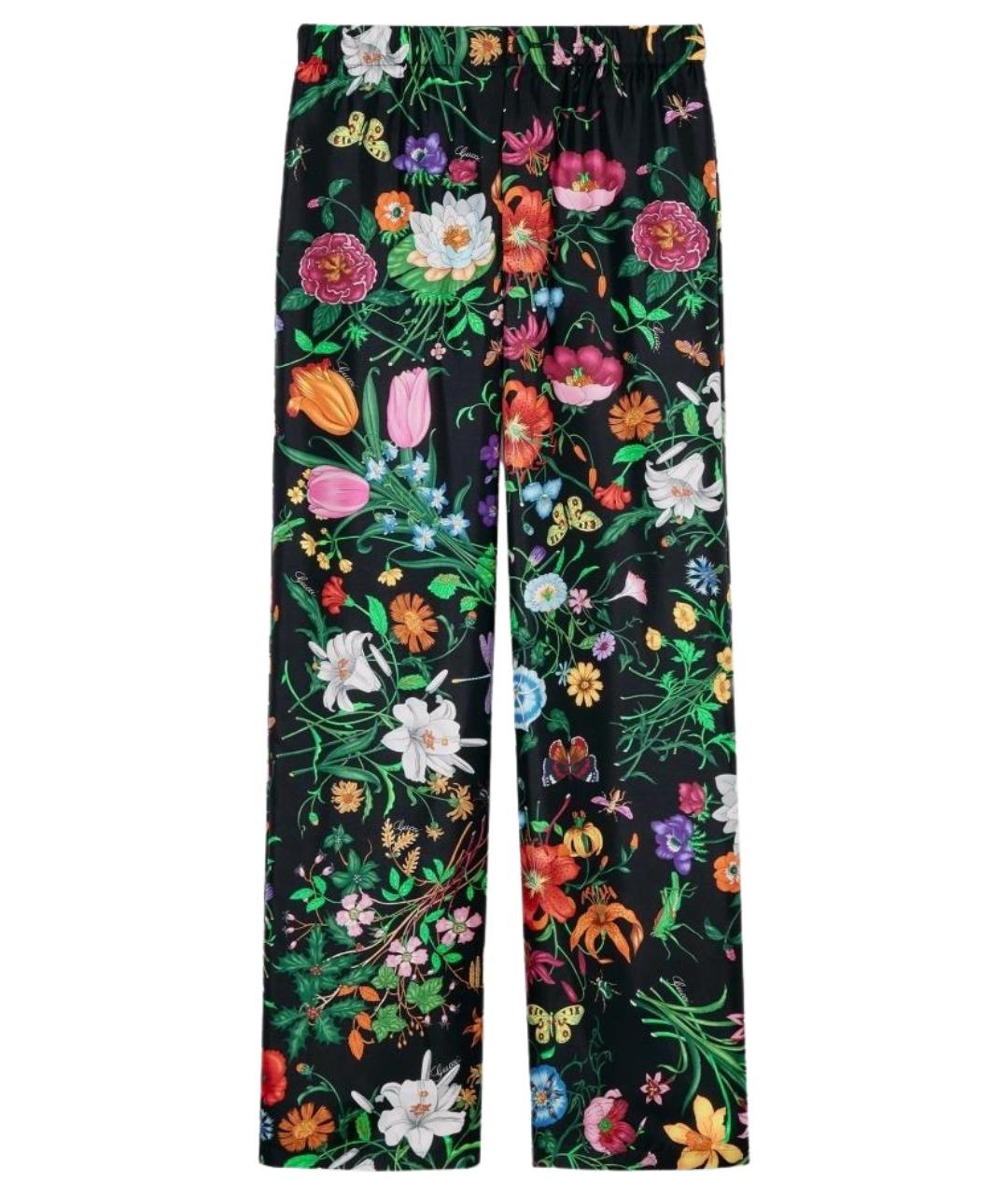 GUCCI Мульти шелковые прямые брюки, фото 1