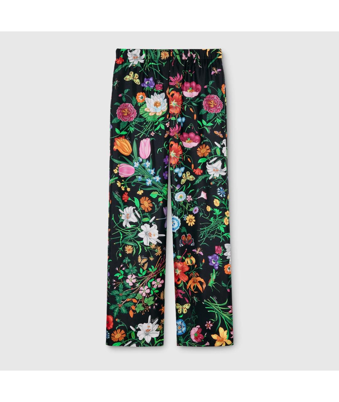 GUCCI Мульти шелковые прямые брюки, фото 3