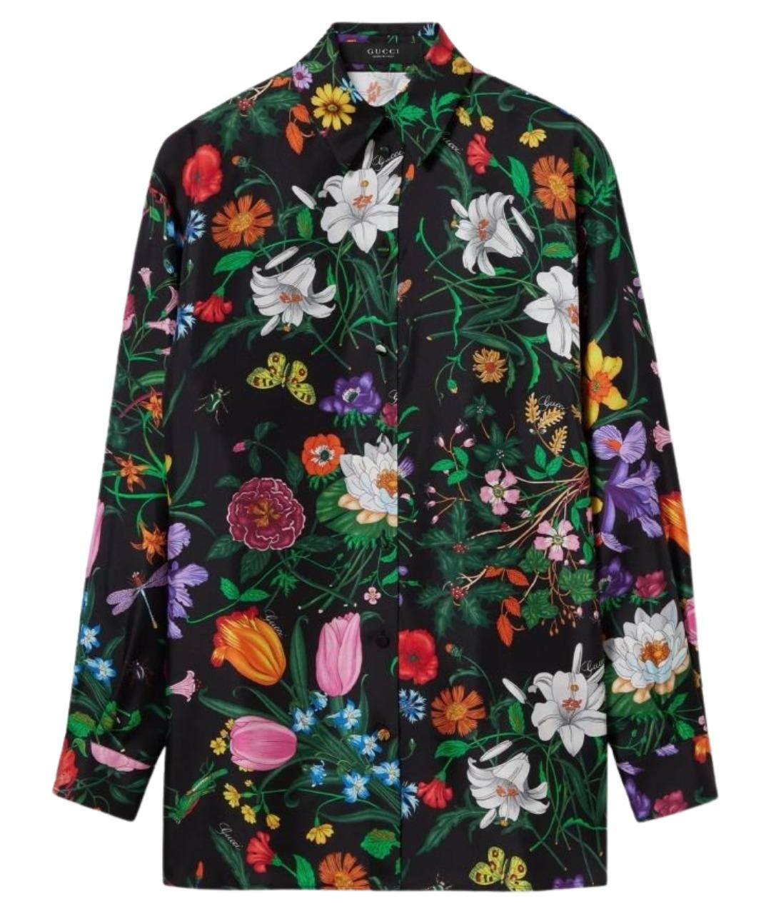 GUCCI Черная шелковая рубашка, фото 1