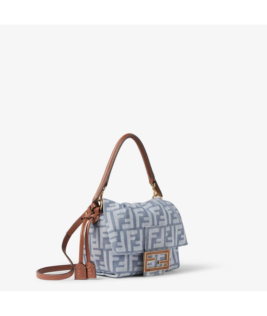 FENDI Голубая хлопковая сумка с короткими ручками, фото 2