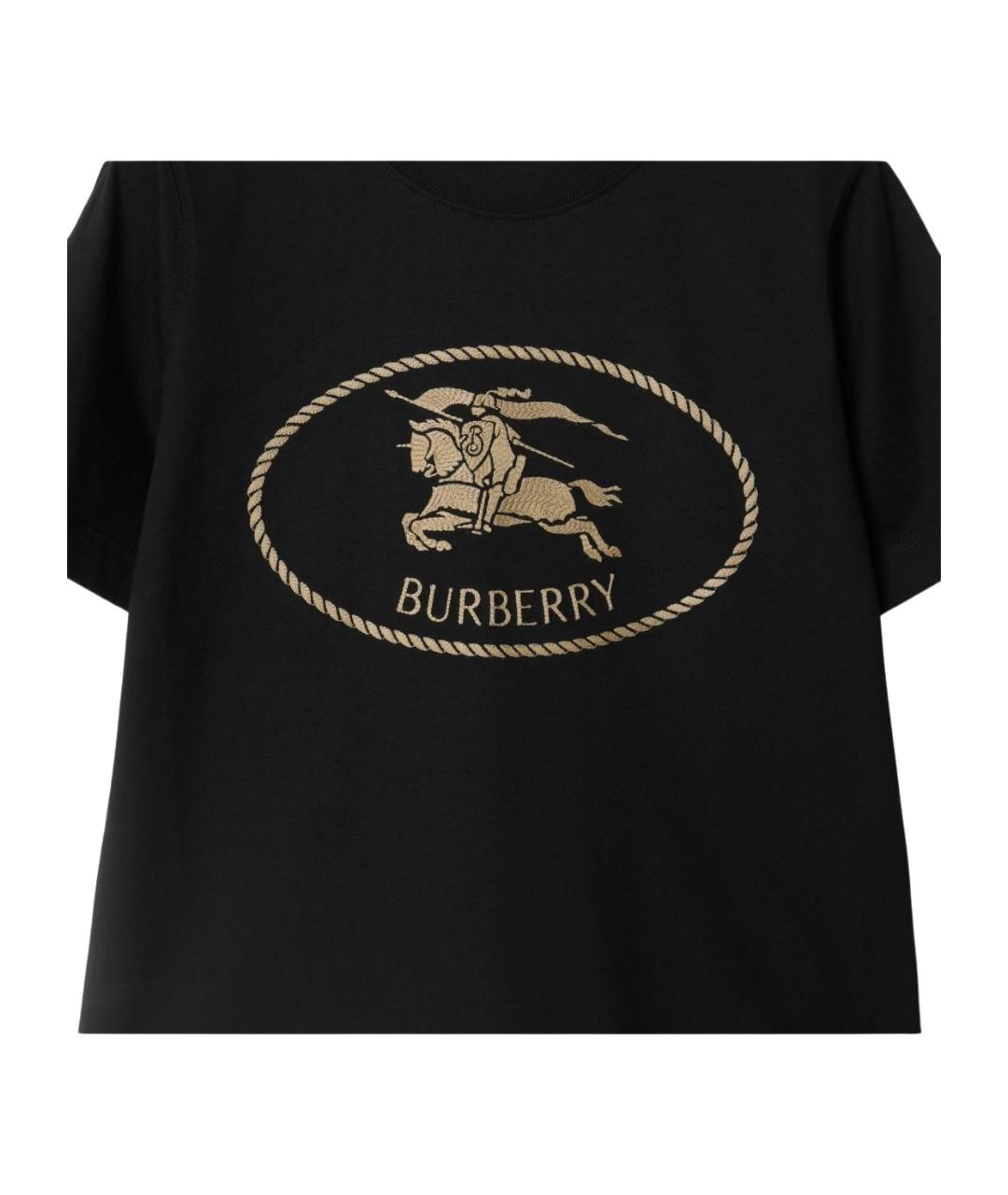 BURBERRY Черная хлопковая футболка, фото 2