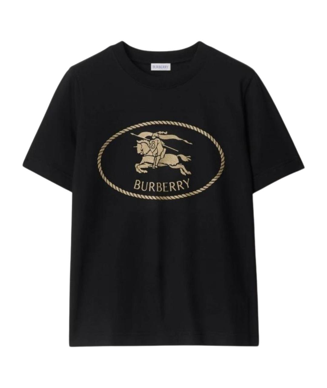 BURBERRY Черная хлопковая футболка, фото 1