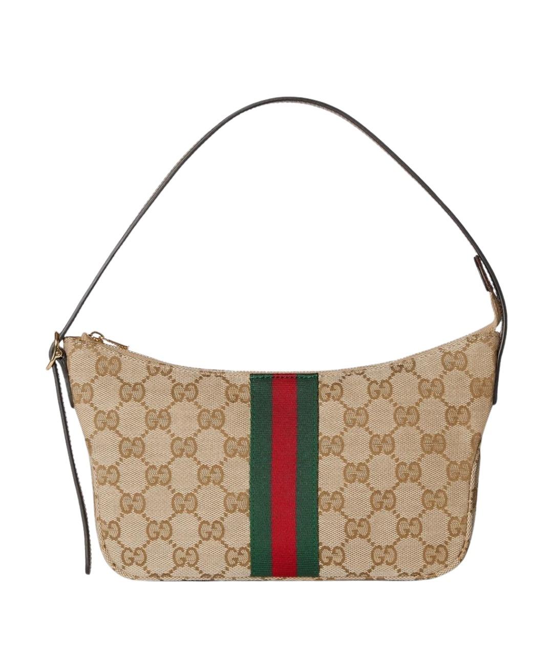 GUCCI Бежевая тканевая сумка на плечо, фото 1