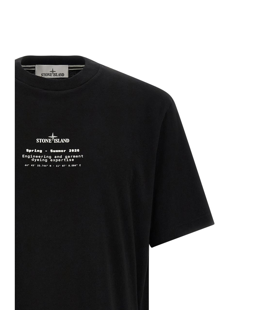 STONE ISLAND Черная хлопковая футболка, фото 3