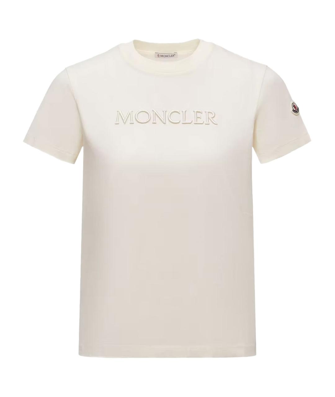 MONCLER Бежевая хлопковая футболка, фото 1