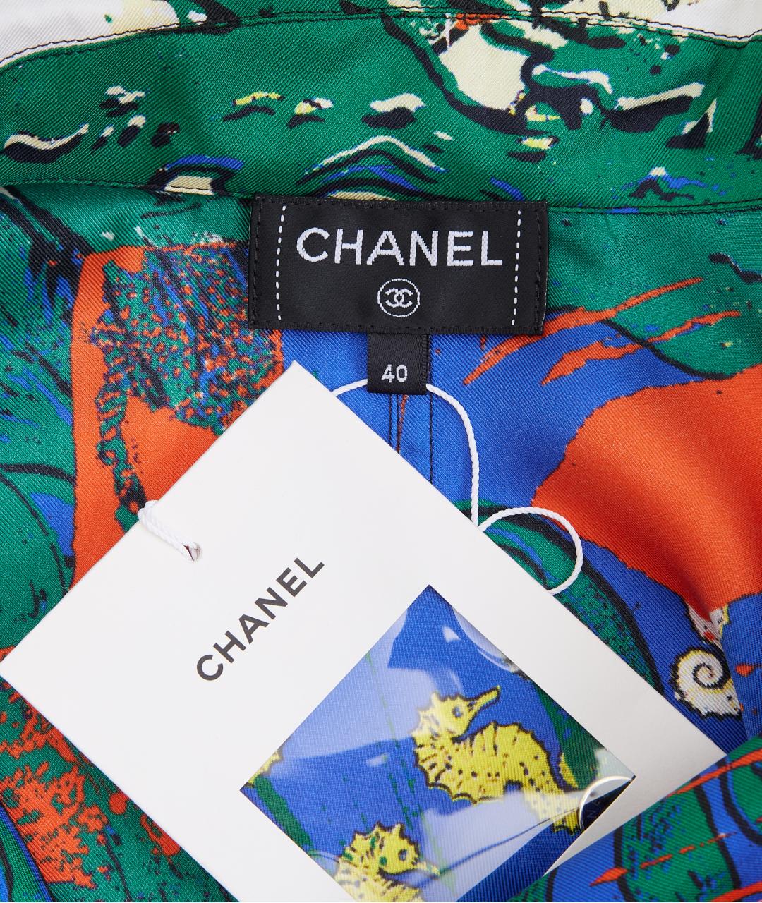 CHANEL Синяя шелковая рубашка, фото 4