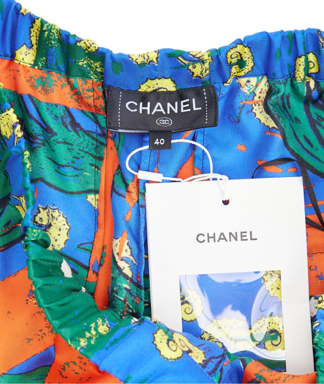 CHANEL Синие шелковые брюки широкие, фото 6