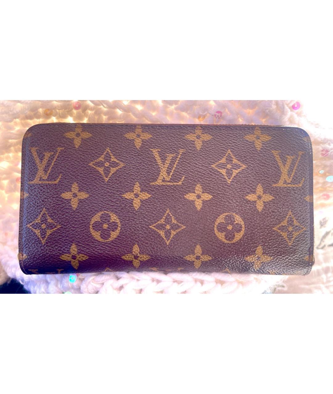 LOUIS VUITTON Коричневый кожаный кошелек, фото 8