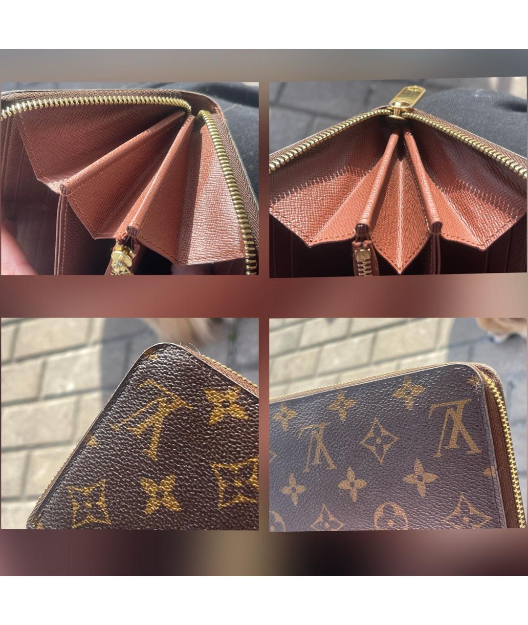 LOUIS VUITTON Коричневый кожаный кошелек, фото 6