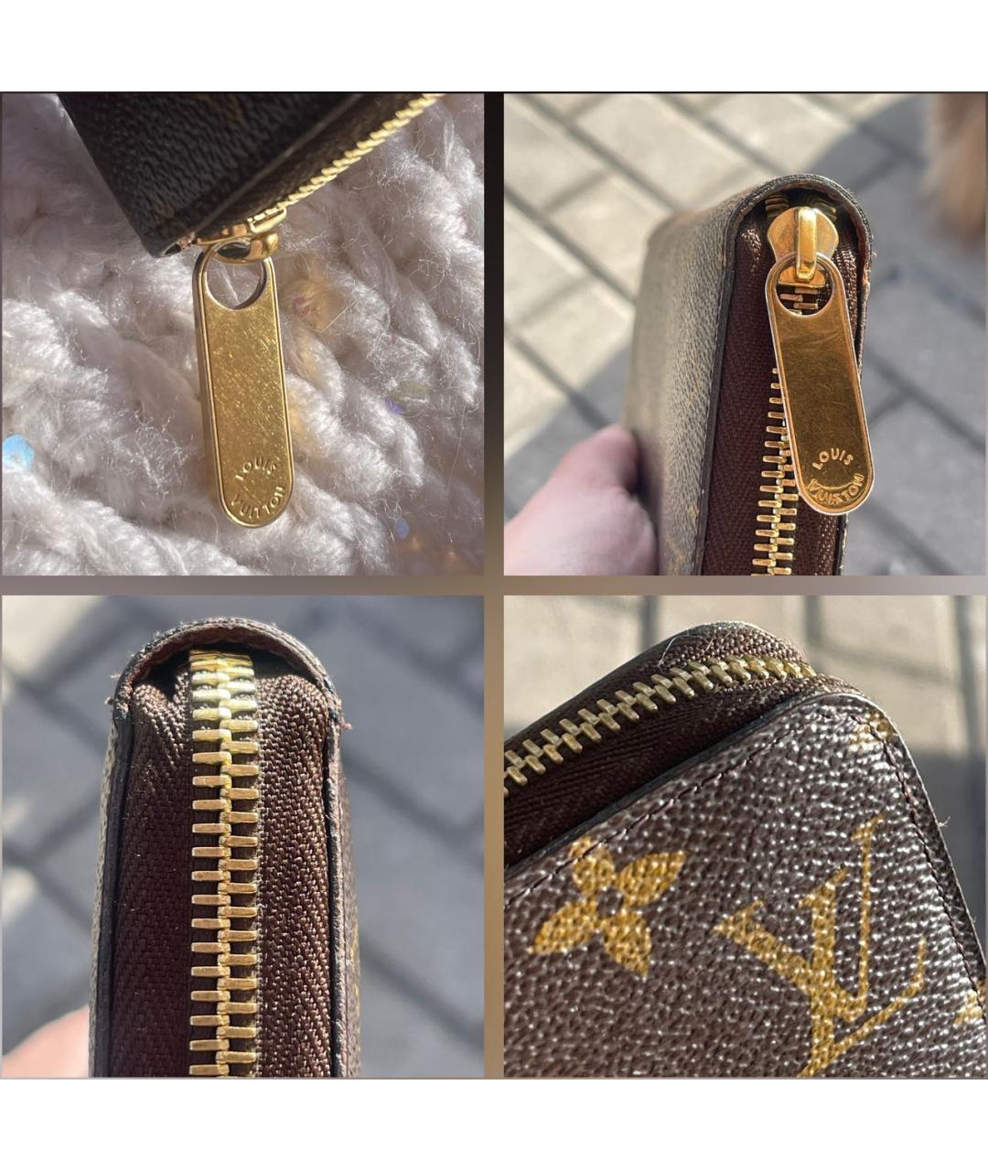 LOUIS VUITTON Коричневый кожаный кошелек, фото 5