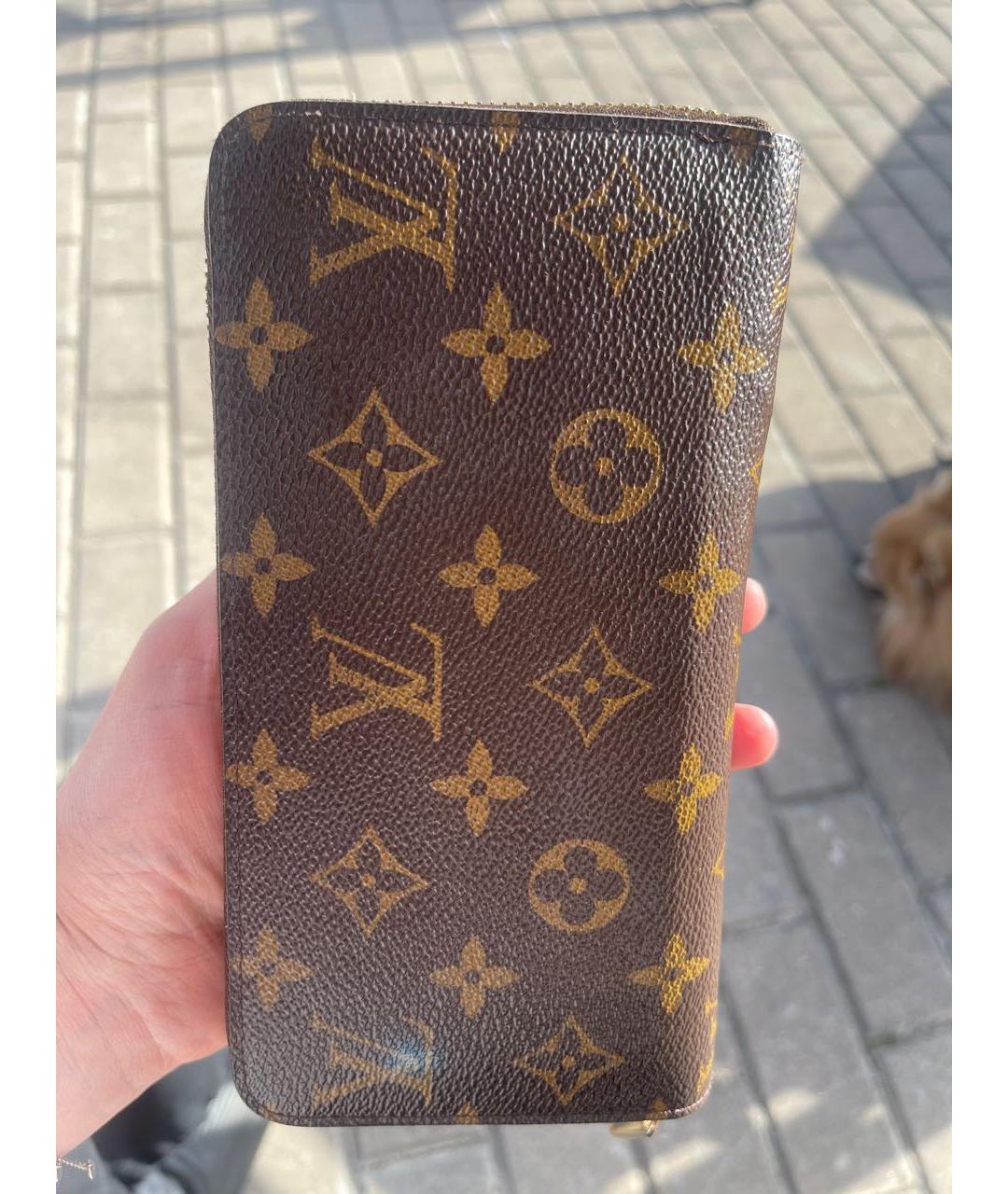 LOUIS VUITTON Коричневый кожаный кошелек, фото 3