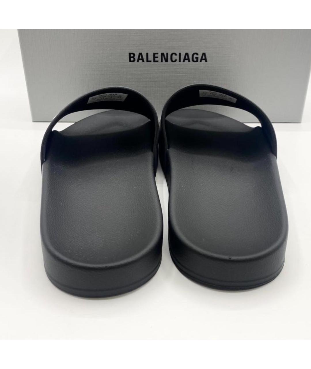 BALENCIAGA Черные резиновые шлепанцы, фото 7