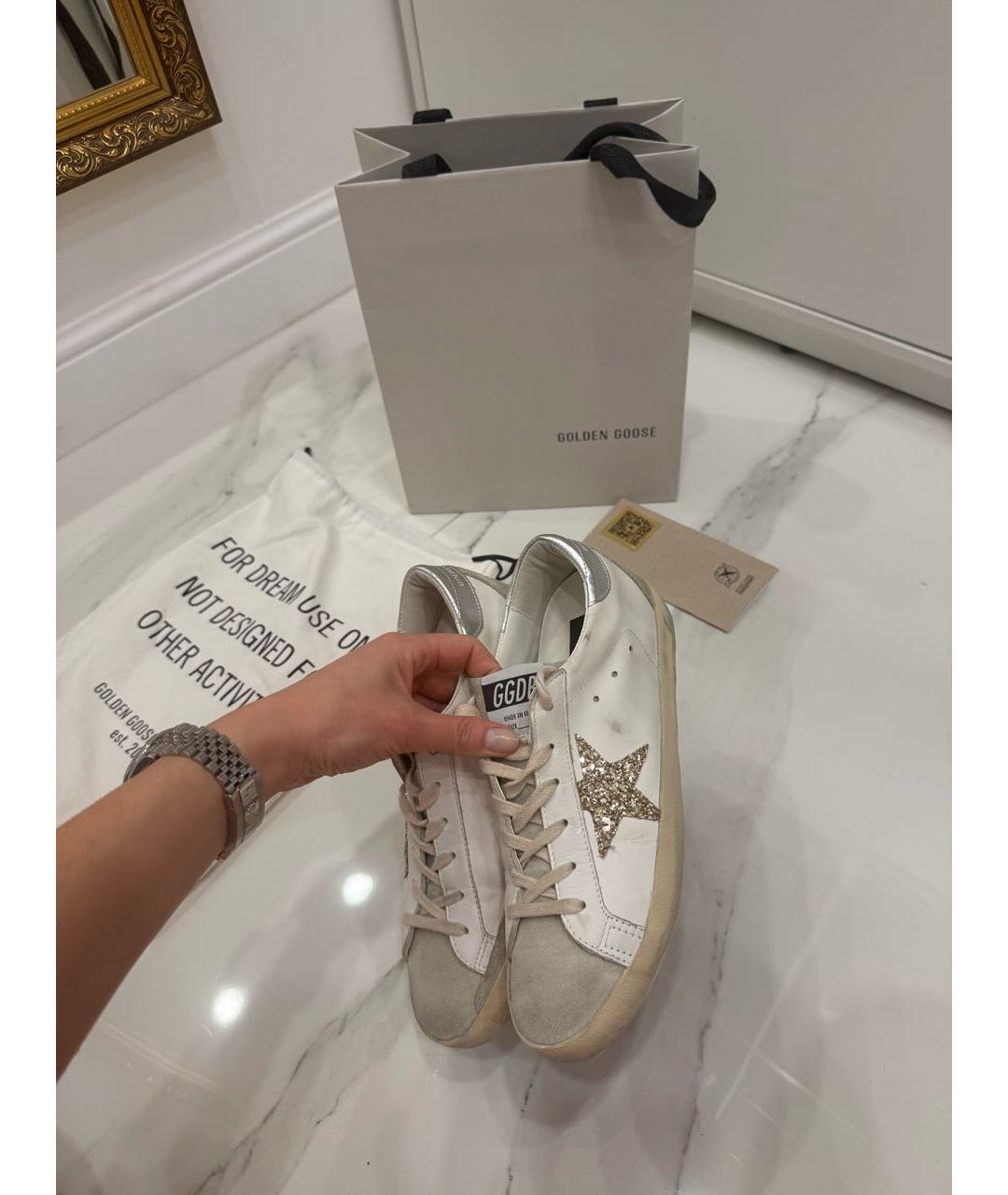GOLDEN GOOSE DELUXE BRAND Белые кожаные кроссовки, фото 4