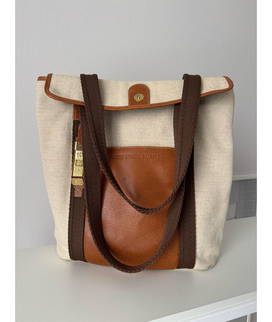 LOEWE Бежевая хлопковая сумка тоут, фото 9