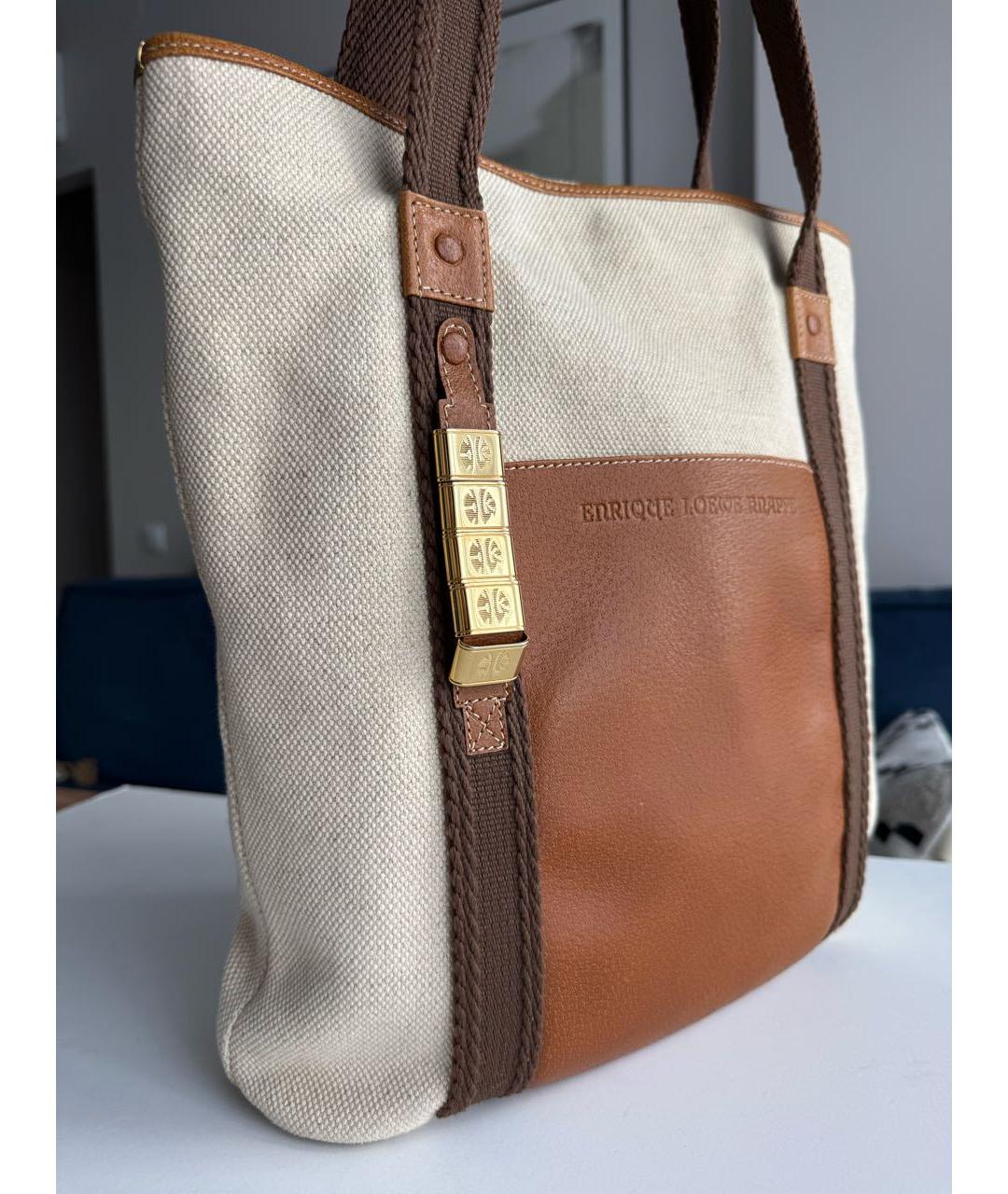 LOEWE Бежевая хлопковая сумка тоут, фото 8