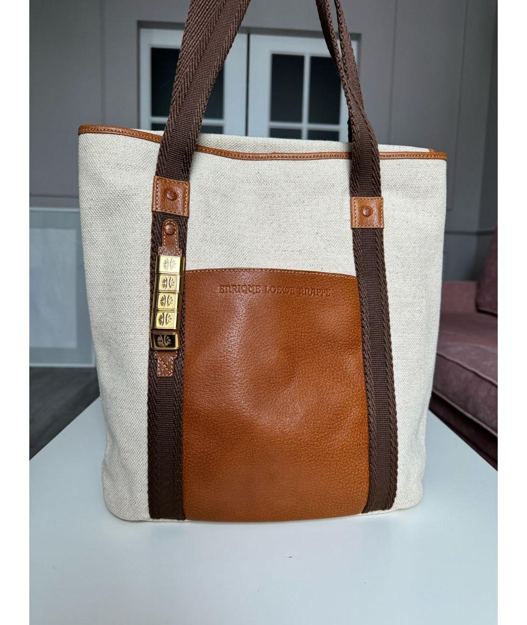 LOEWE Бежевая хлопковая сумка тоут, фото 2