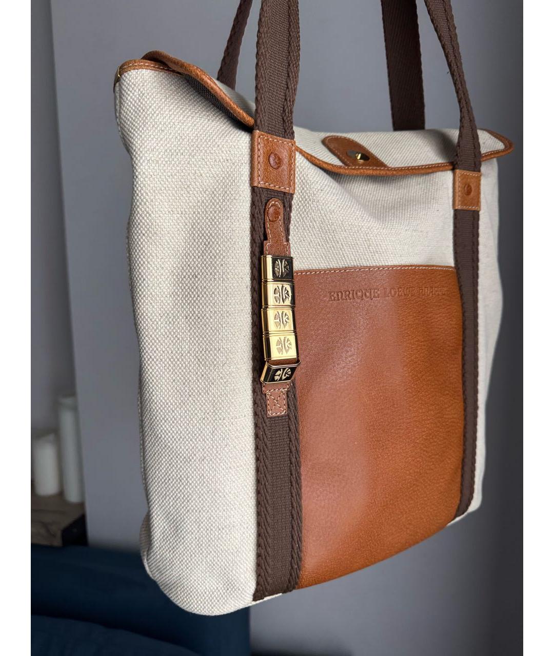 LOEWE Бежевая хлопковая сумка тоут, фото 3