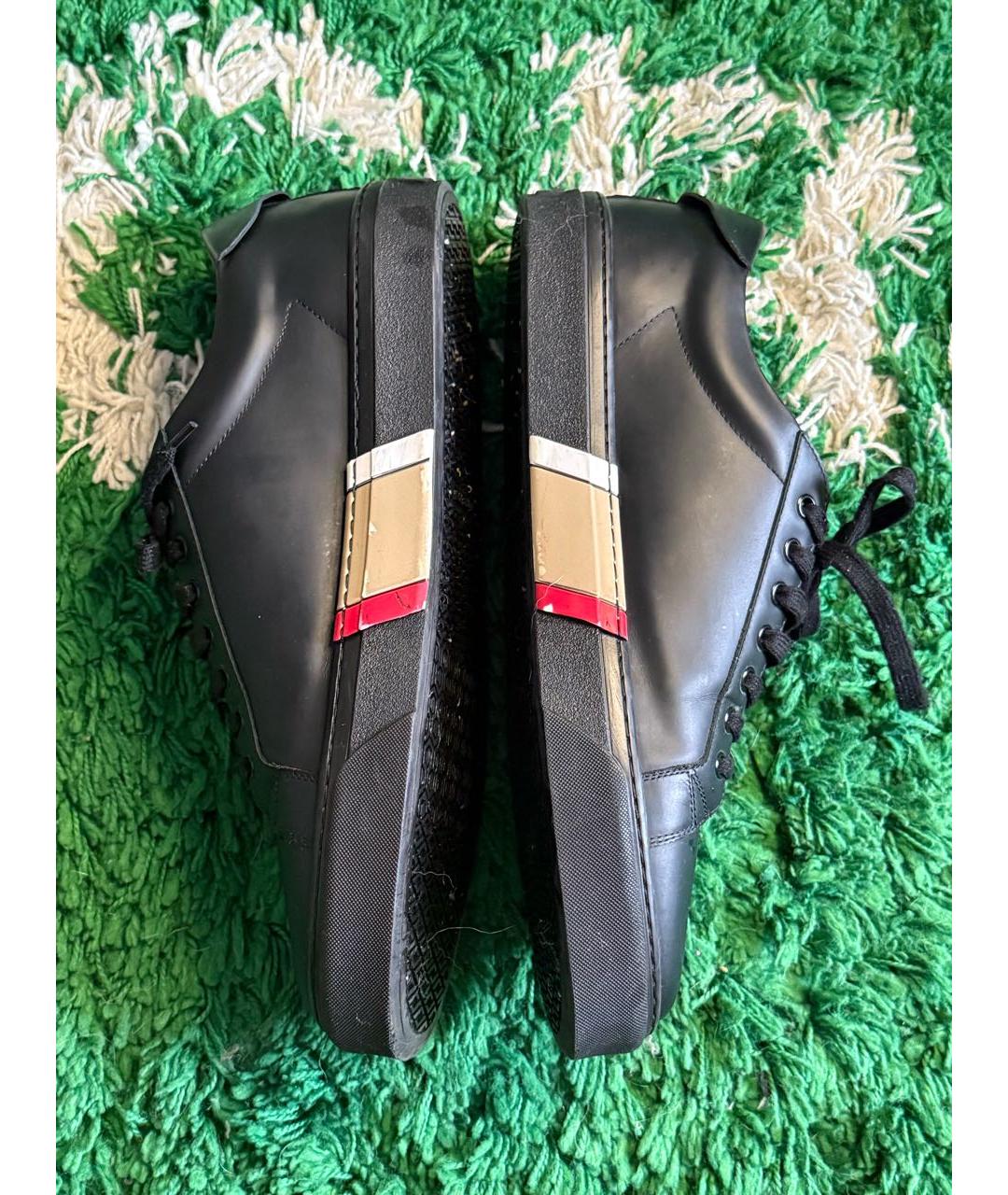 BURBERRY Черные кожаные низкие кроссовки / кеды, фото 8