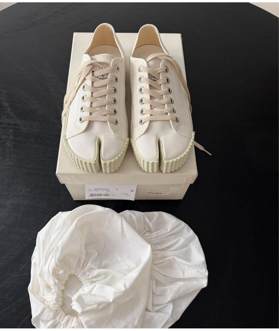 MAISON MARGIELA Белые текстильные низкие кроссовки / кеды, фото 2