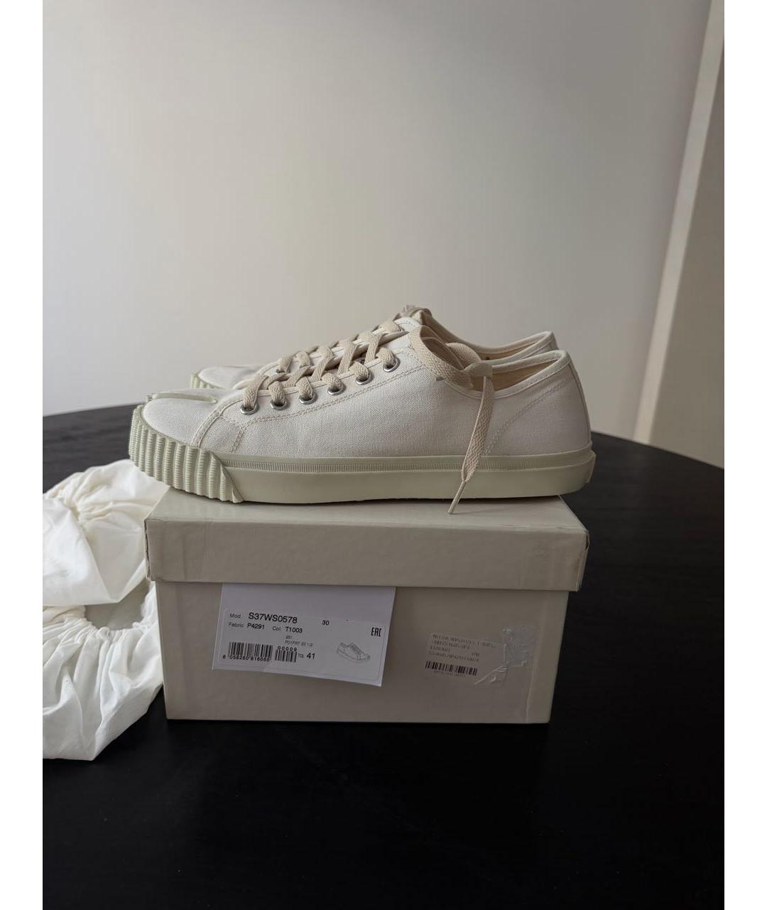MAISON MARGIELA Белые текстильные низкие кроссовки / кеды, фото 5