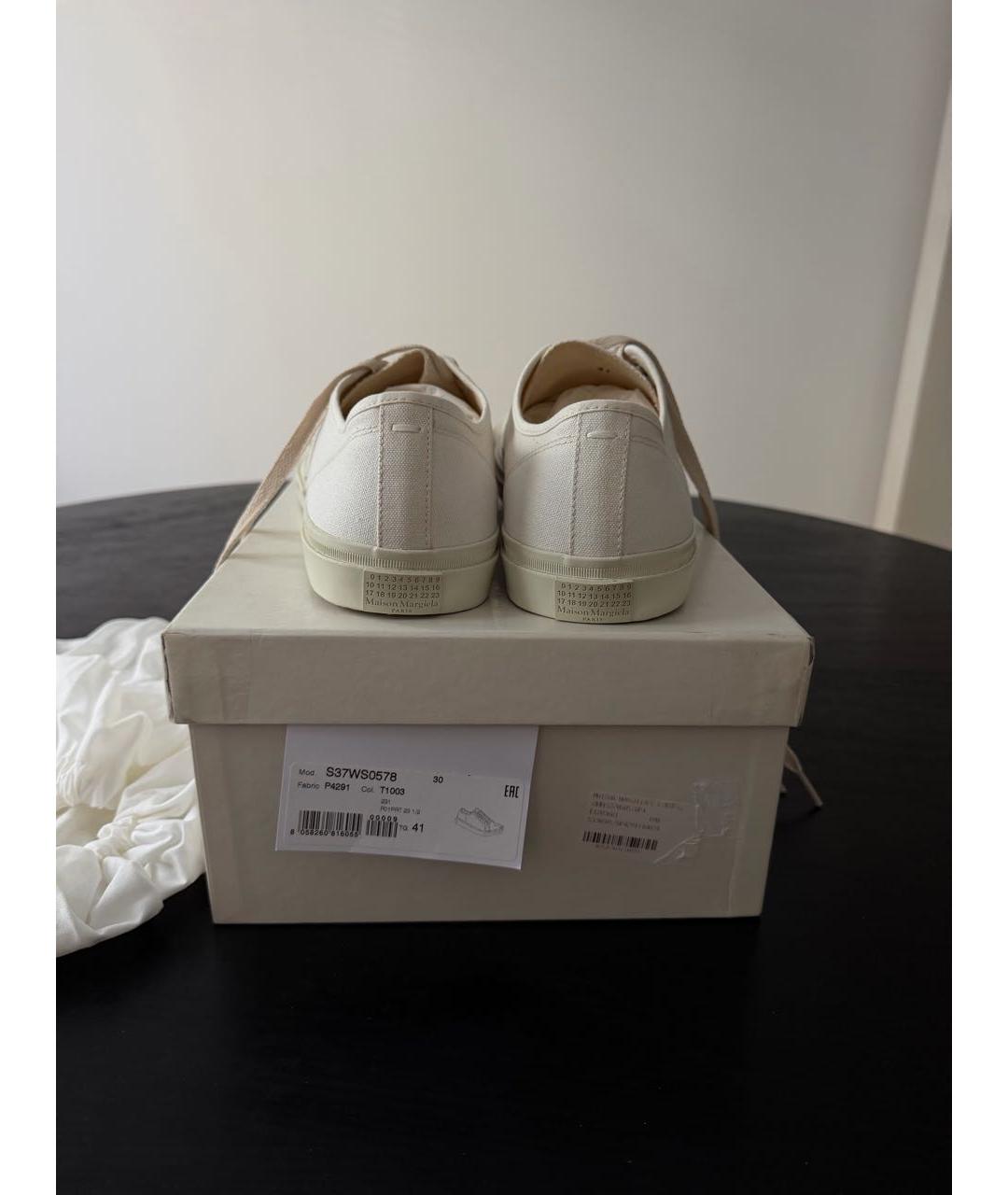 MAISON MARGIELA Белые текстильные низкие кроссовки / кеды, фото 4