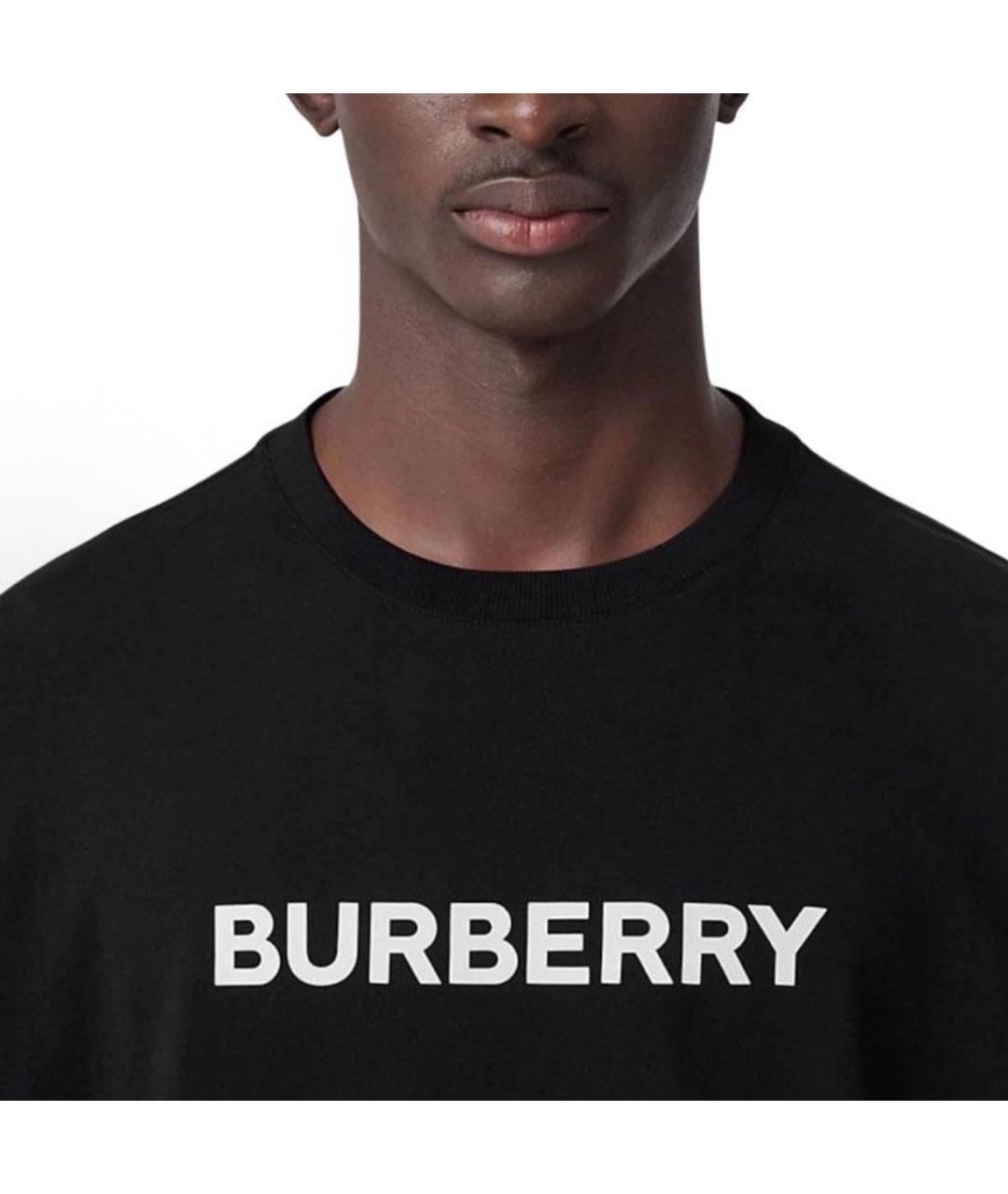 BURBERRY Черная хлопковая футболка, фото 3