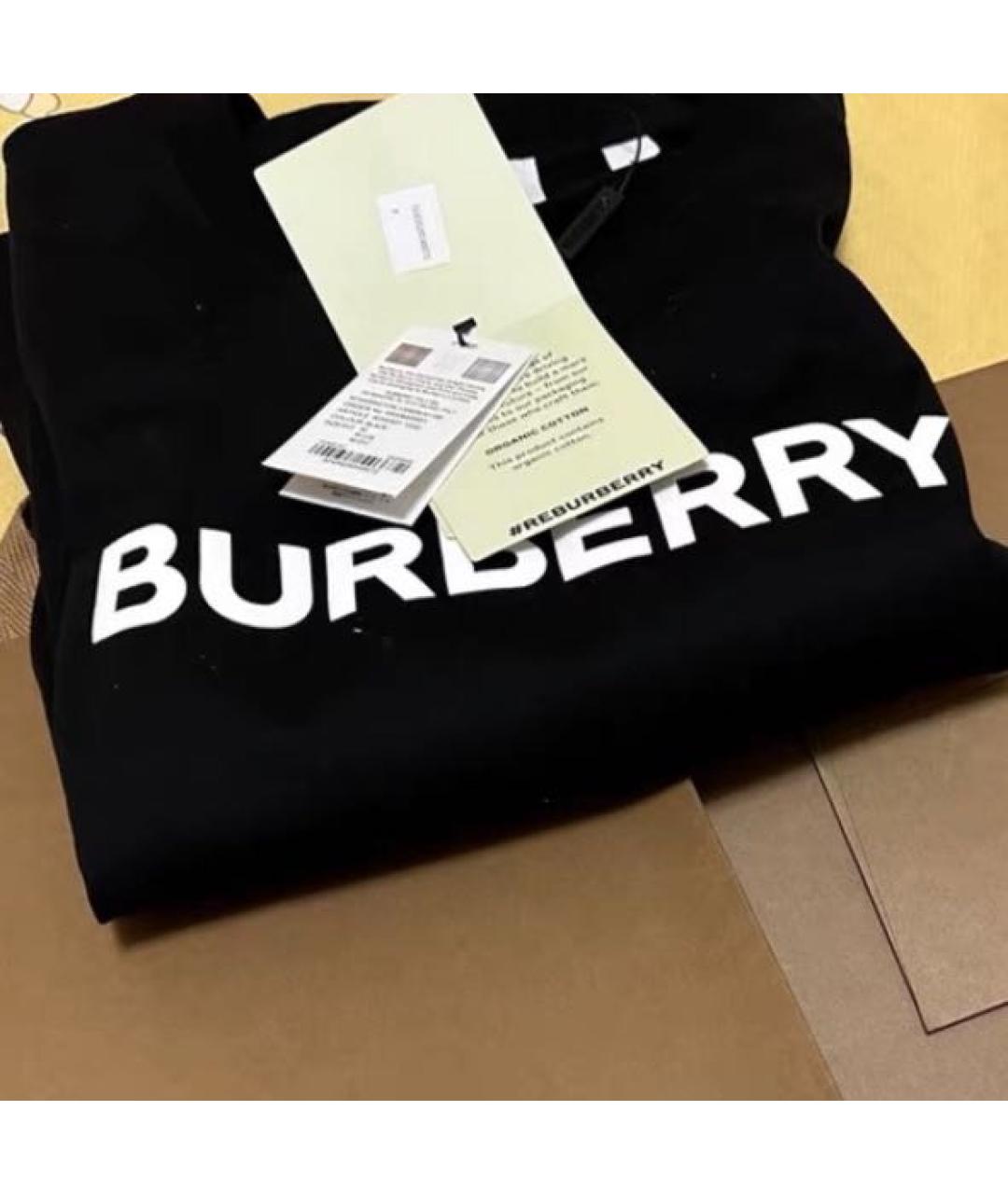BURBERRY Черная хлопковая футболка, фото 7