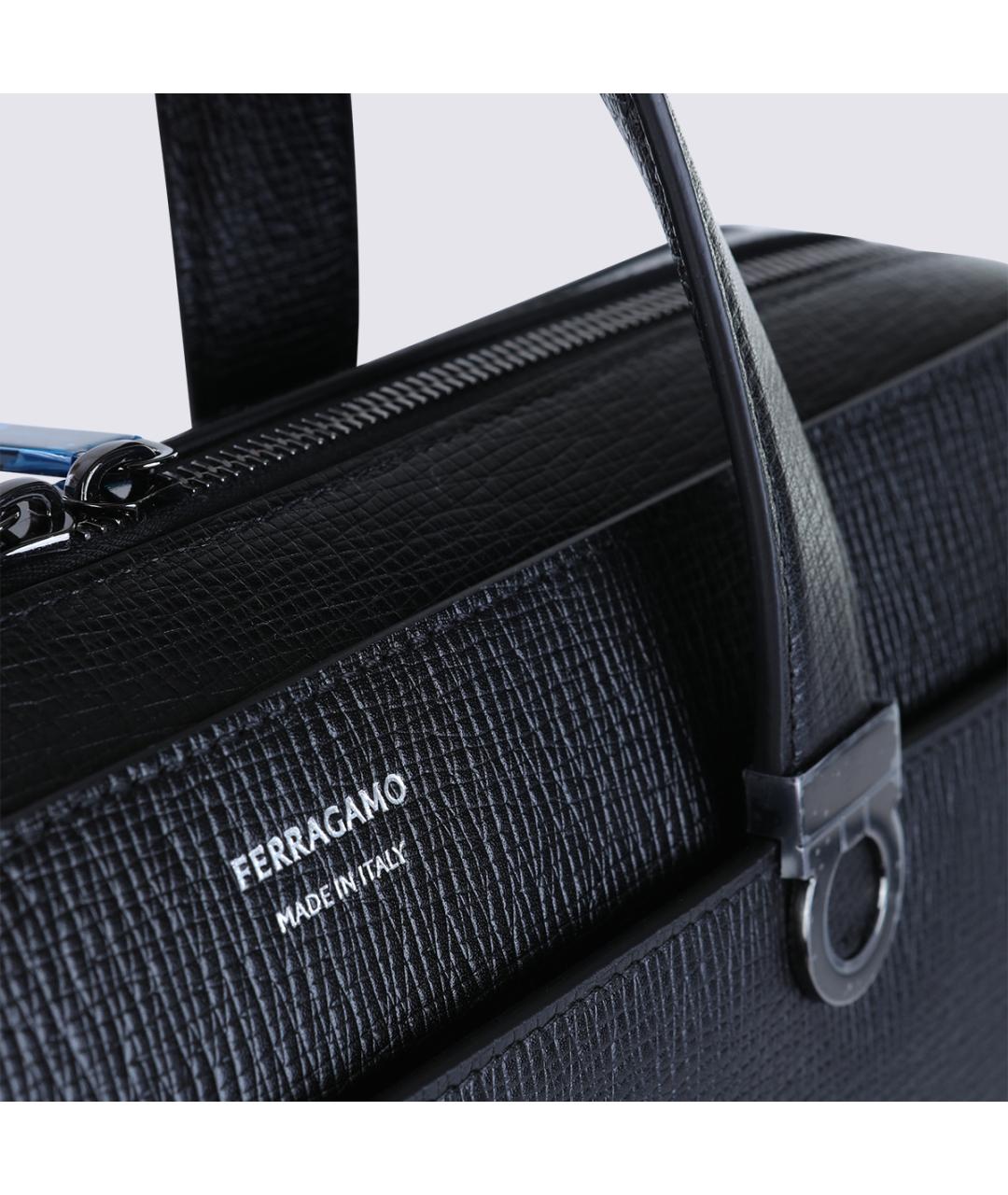 FERRAGAMO Черная кожаная сумка тоут, фото 4