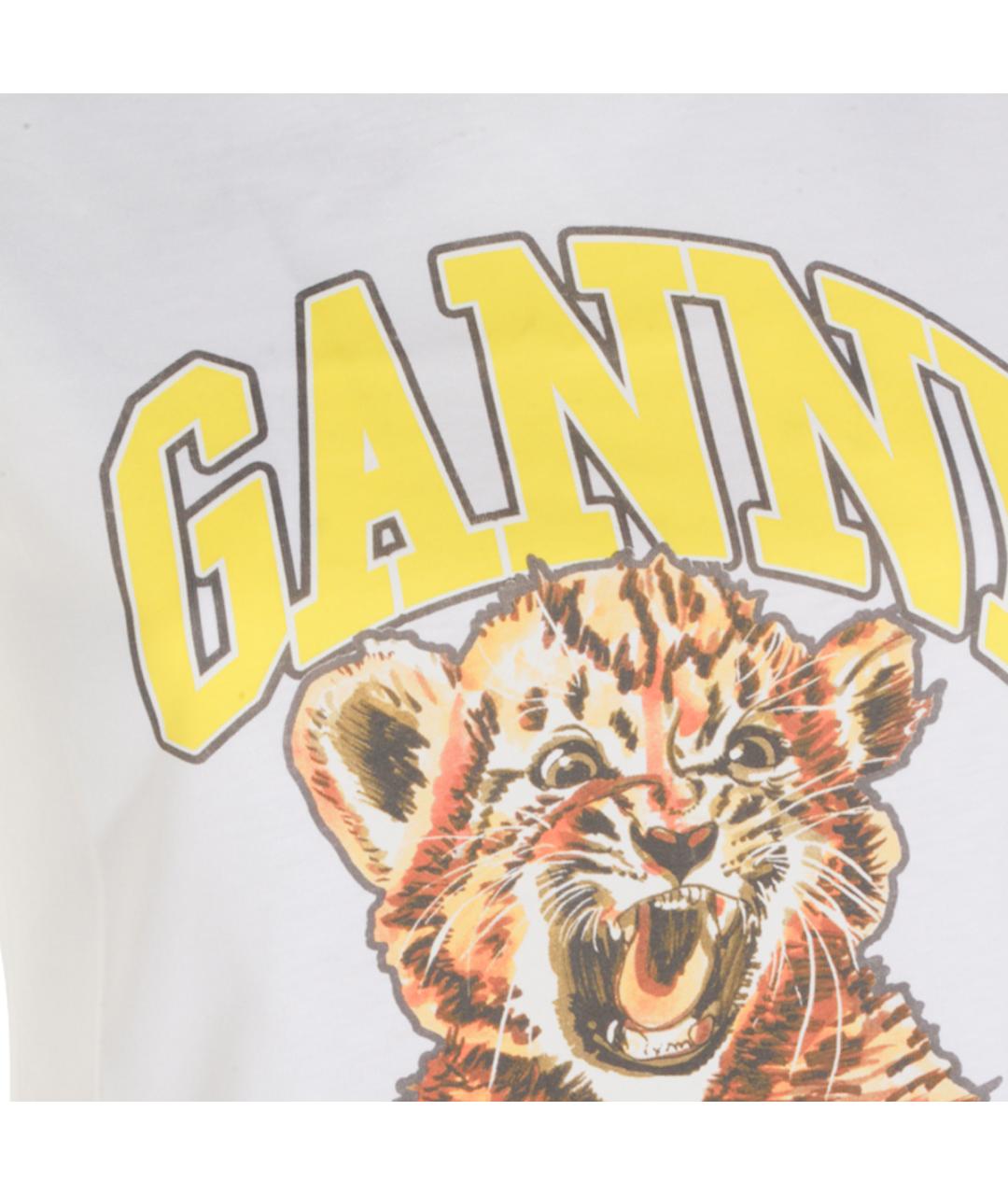 GANNI Белая хлопковая футболка, фото 3