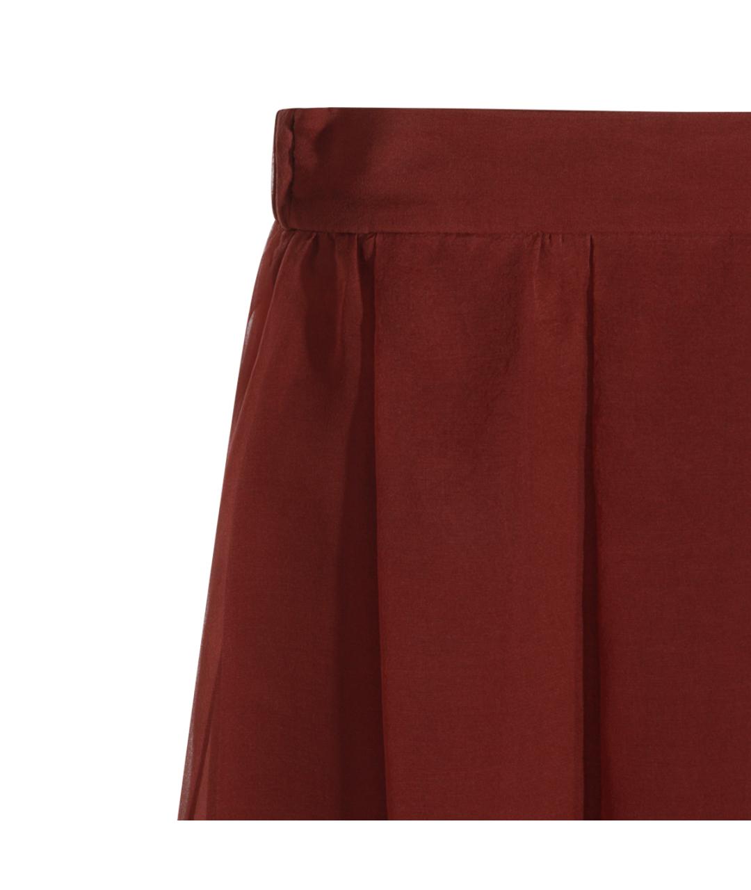 BRUNELLO CUCINELLI Бордовая шелковая юбка миди, фото 2