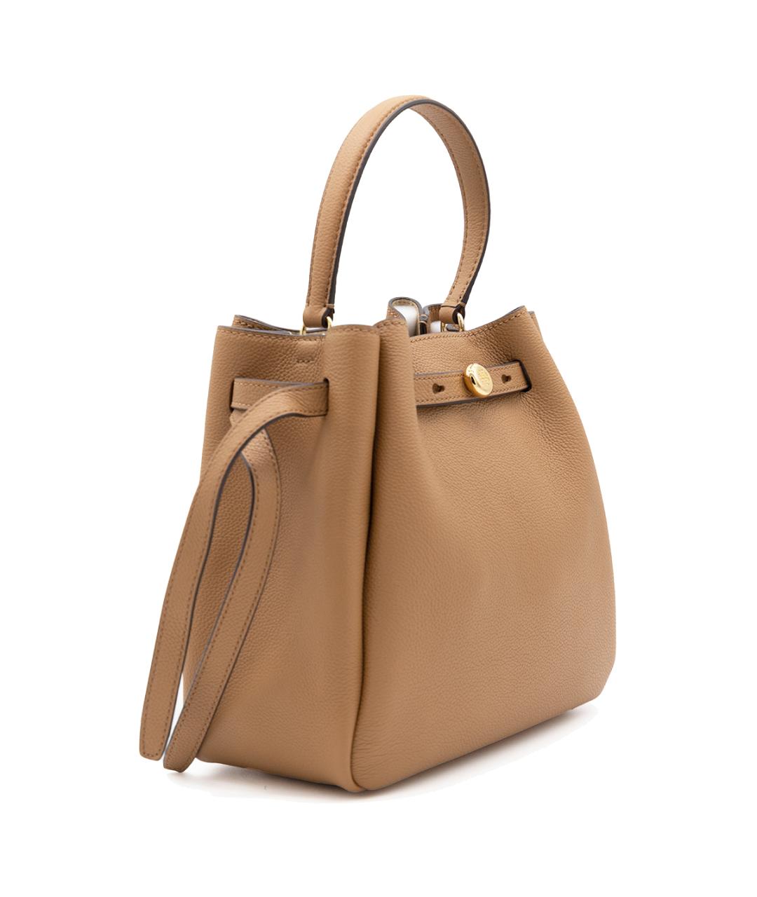TORY BURCH Коричневая кожаная сумка с короткими ручками, фото 2