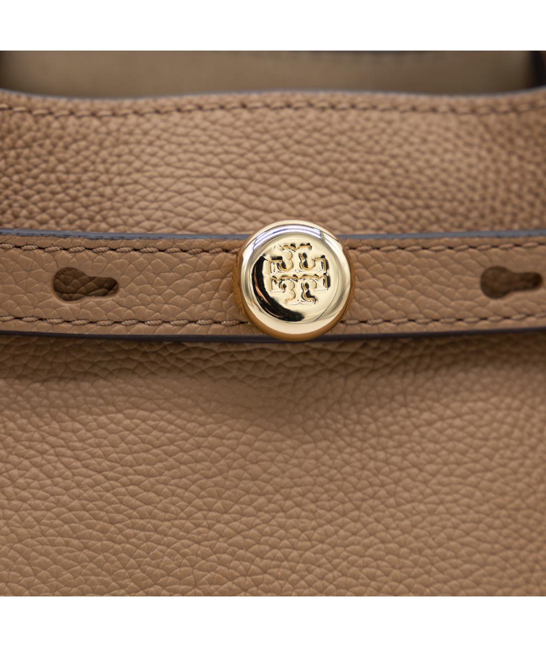 TORY BURCH Коричневая кожаная сумка с короткими ручками, фото 4