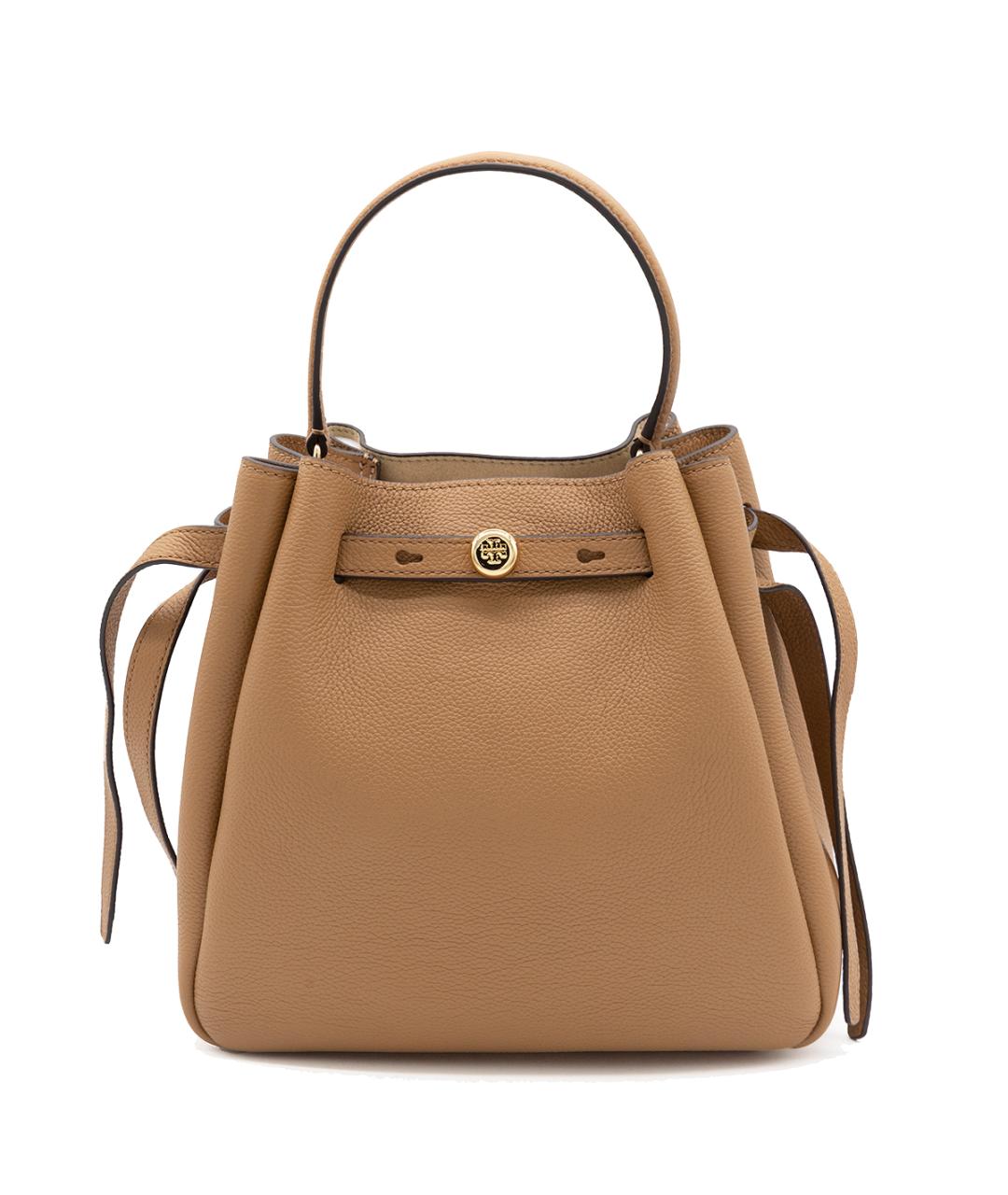 TORY BURCH Коричневая кожаная сумка с короткими ручками, фото 1
