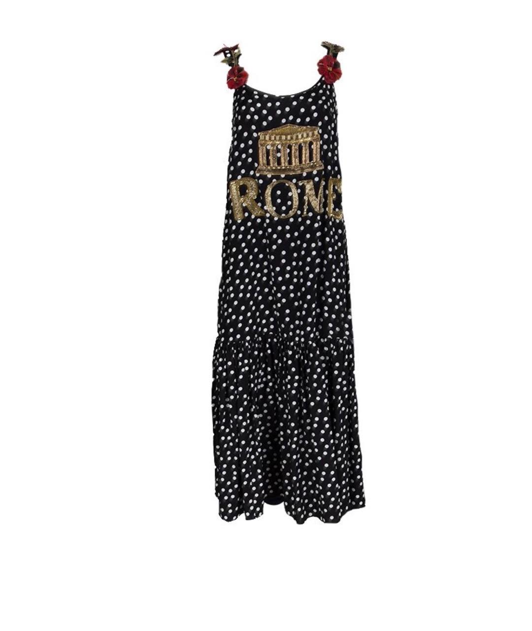 DOLCE&GABBANA Черное шелковое повседневное платье, фото 7