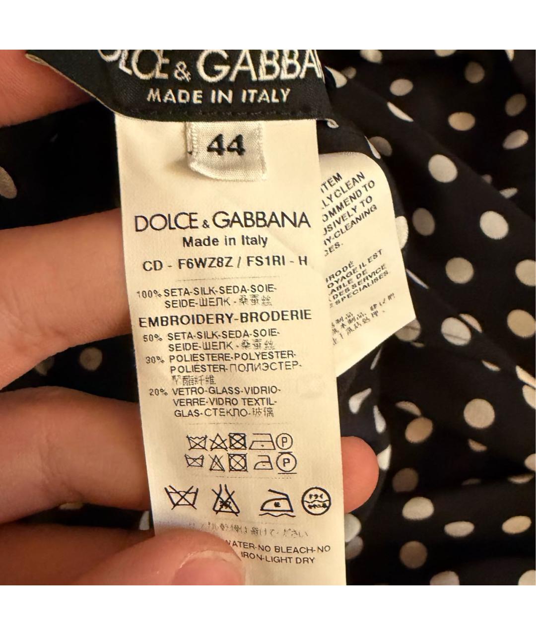 DOLCE&GABBANA Черное шелковое повседневное платье, фото 6