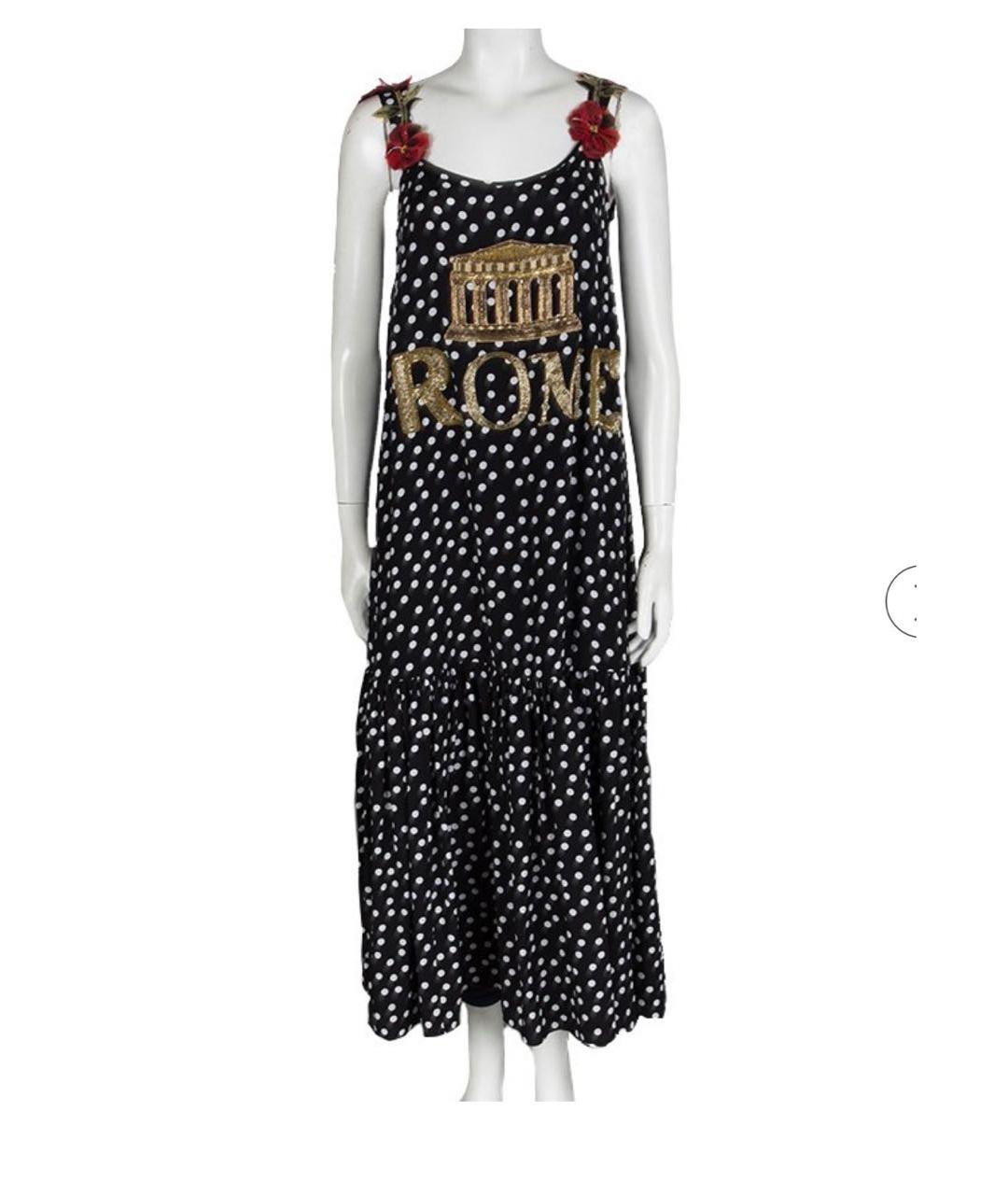 DOLCE&GABBANA Черное шелковое повседневное платье, фото 4