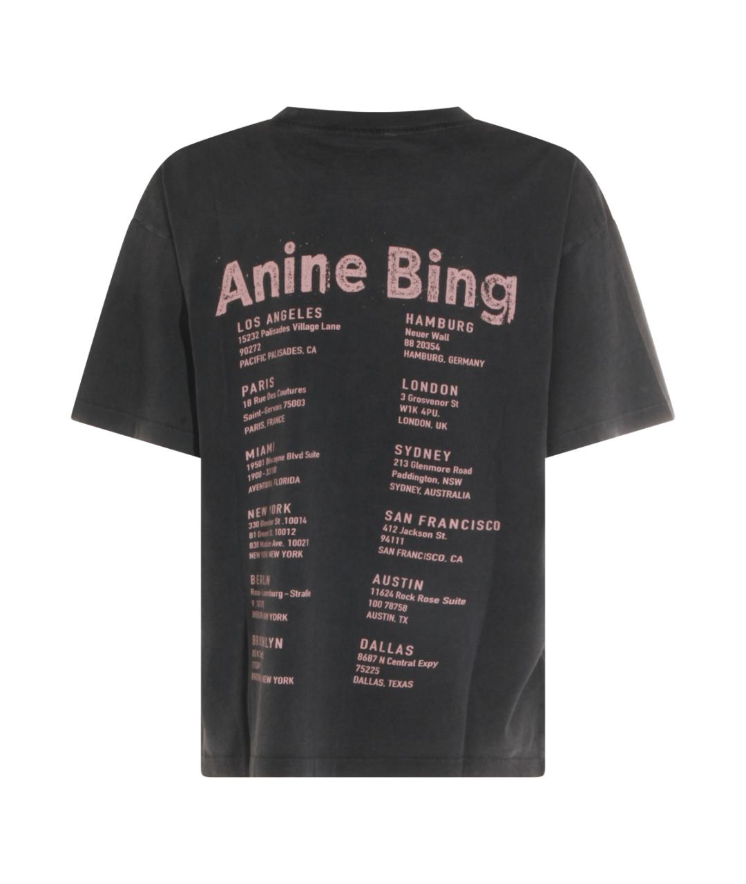 ANINE BING Серая хлопковая футболка, фото 2