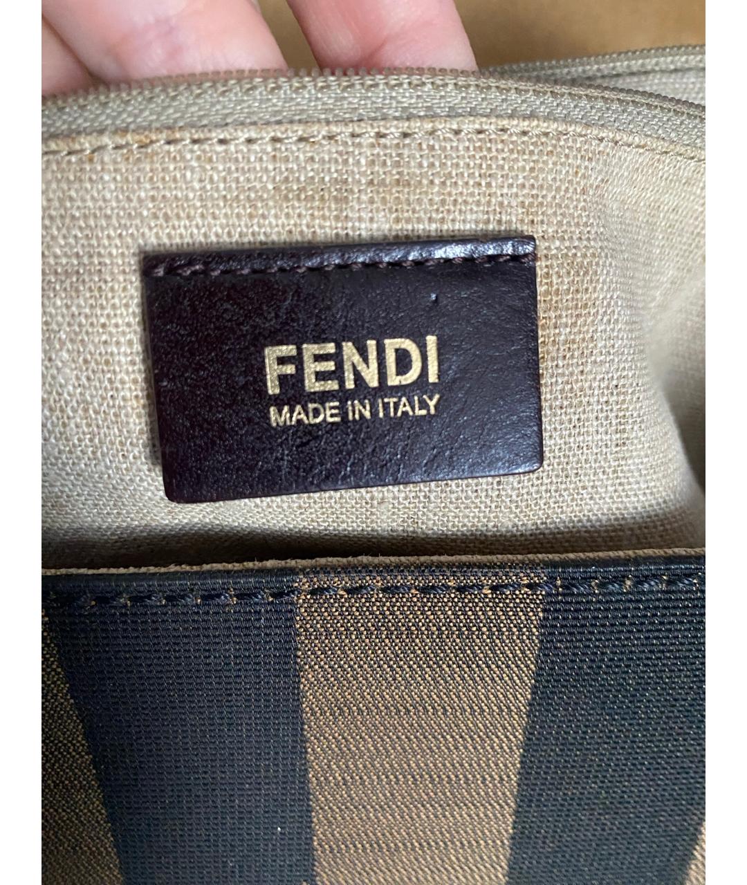 FENDI Черная кожаная сумка с короткими ручками, фото 5