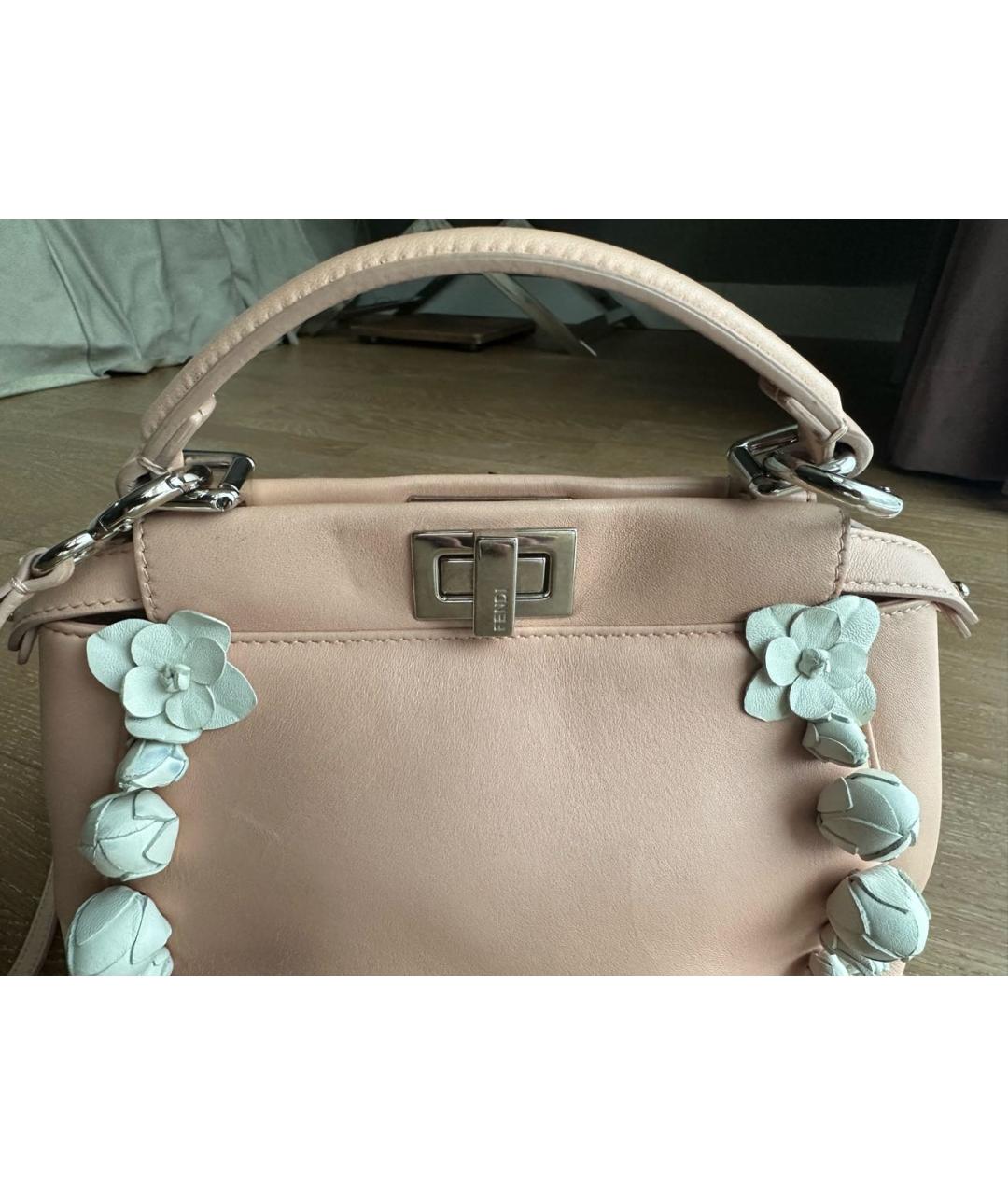 FENDI Розовая кожаная сумка с короткими ручками, фото 2