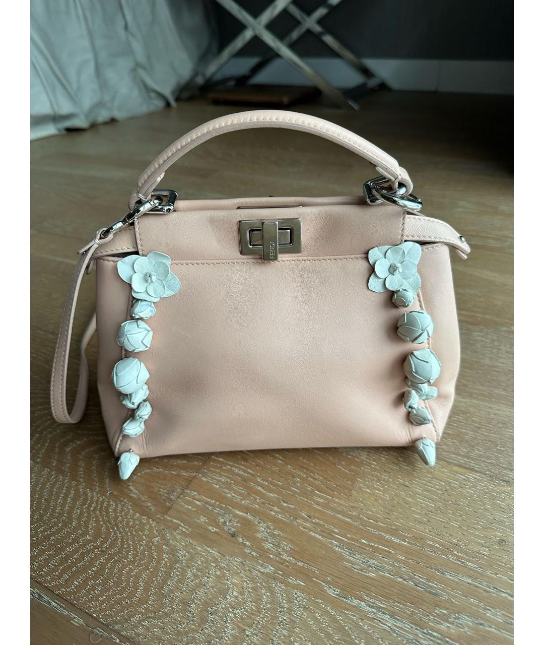 FENDI Розовая кожаная сумка с короткими ручками, фото 6