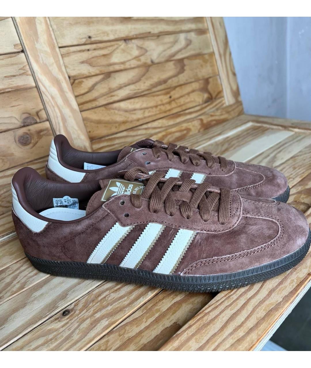 ADIDAS Коричневые замшевые кроссовки, фото 2