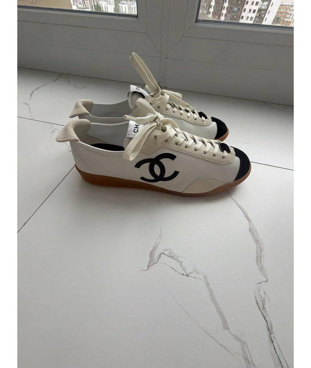 CHANEL Белые кожаные кеды, фото 7