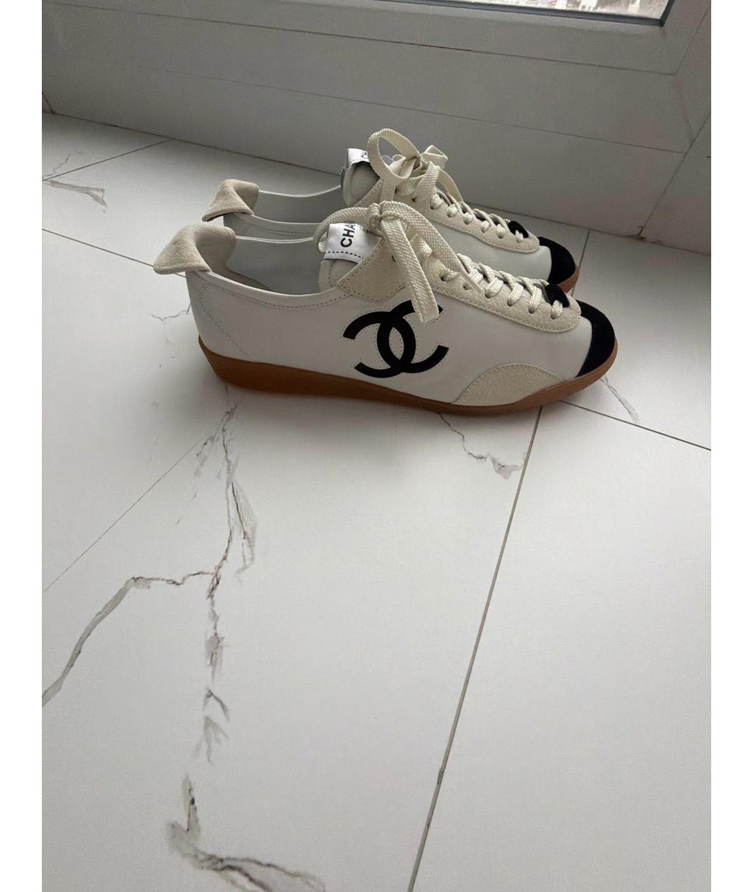 CHANEL Белые кожаные кеды, фото 9